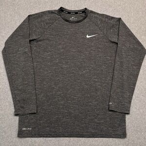 Nike Swim Hydroguard Long Sleeve Shirt Men Medium Gray Heather Rash Guard UPF 40